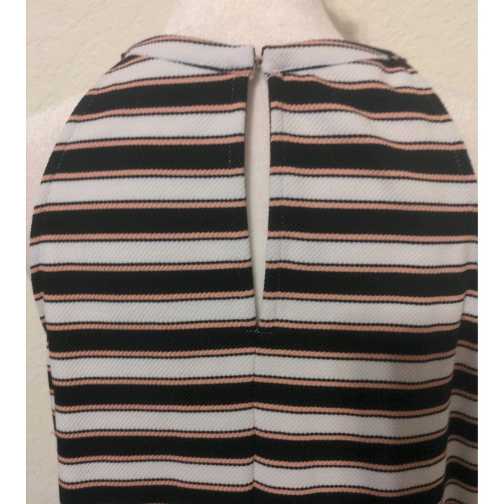 Ann Taylor Women's Striped Sleeveless White, Black & Pink Keyhole Dress. Size 8 - Picture 6 of 7